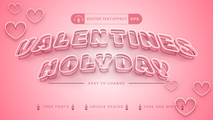 Love Pink Editable Text Effects, Valentine Font Styles, Gentle Lettering