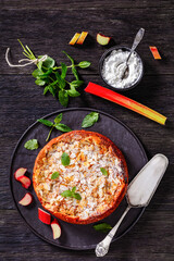 gluten free tasty swiss rhubarb tart on platter