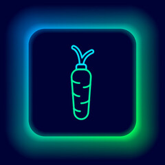 Glowing neon line Carrot icon isolated on black background. Colorful outline concept. Vector