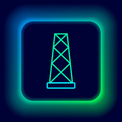 Glowing neon line Antenna icon isolated on black background. Radio antenna wireless. Technology and network signal radio antenna. Colorful outline concept. Vector