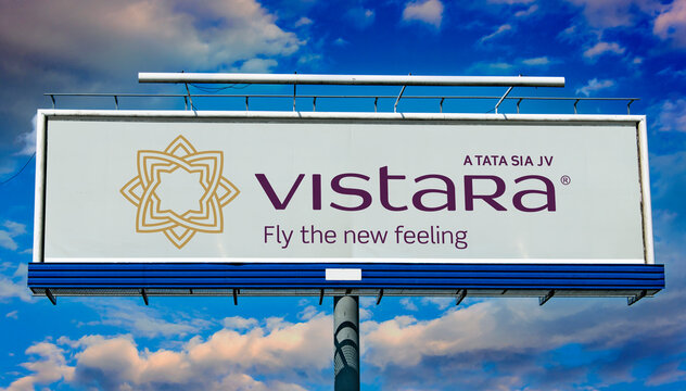 Advertisement Billboard Displaying Logo Of Vistara