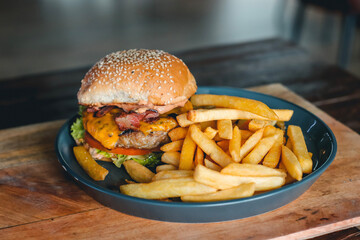 burger and fries