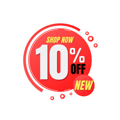 10% off, shop now, super discount with abstract red design, vector illustration. TEN percent offer