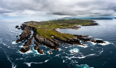 panorama drone view of Malin Head and the northernmost point of Ireland