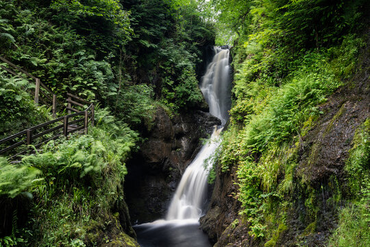 view of the picutresque Glenariff Waterfall in Northern Ireland