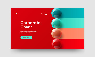 Geometric realistic balls company identity layout. Simple front page vector design template.