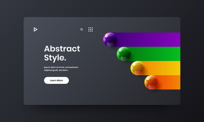 Abstract annual report vector design layout. Amazing 3D spheres site screen illustration.