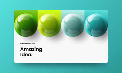 Original corporate identity design vector layout. Clean 3D balls placard illustration.