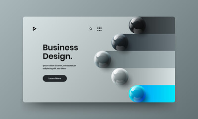 Multicolored web banner vector design layout. Minimalistic 3D balls leaflet concept.