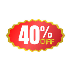 40% percent off(offer), golden award winning super discount sticker, vector illustration, sale red design, Forty 