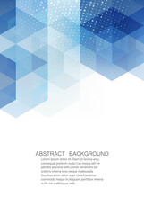Obraz premium Vector background blue transparent hexagons and triangles. Geometric hexagon design.