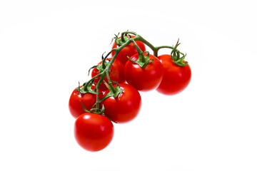 Cherry tomatoes on a white background. Shallow depth of field