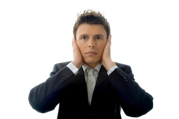 Hear No Evil with a Businessman on White
