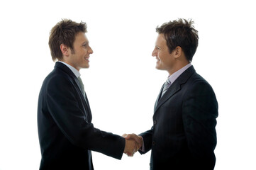 Sincere Handshake of Two Businessmen on White