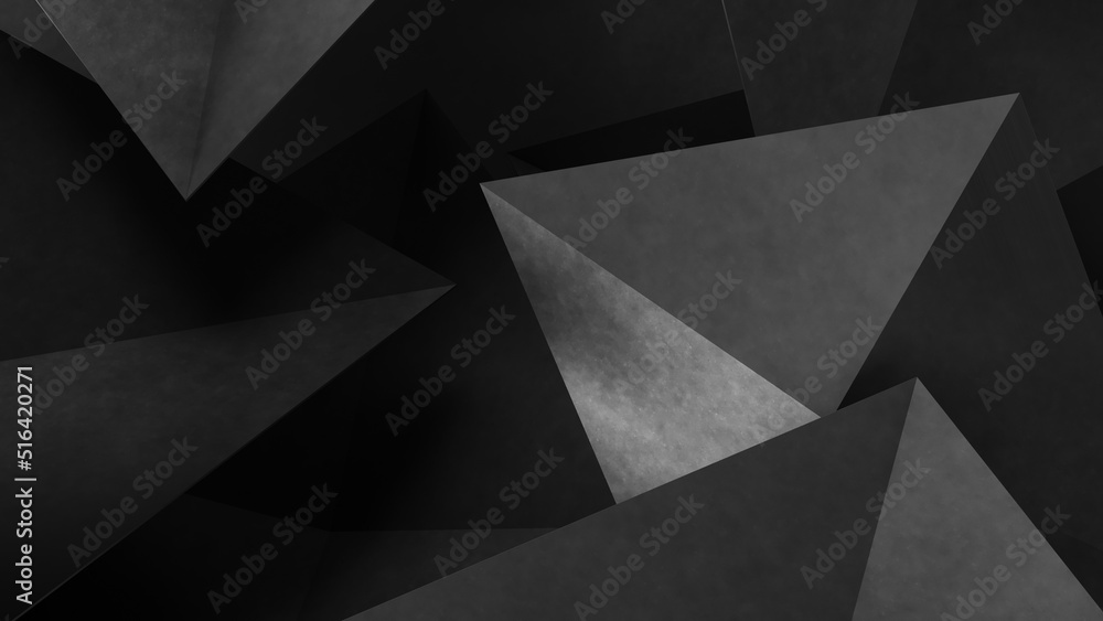 Wall mural abstract gray geometric shapes of triangles. concrete background. 3d rendering