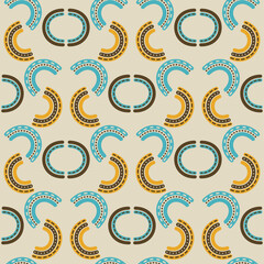 Rainbow groovy 1970 good vibes seamless vector pattern background. Warm retro abstract wallpaper, fun 70s texture art