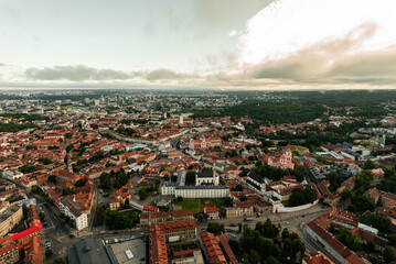 Obraz premium Bird's view of old Vilnius city. Lithuania.