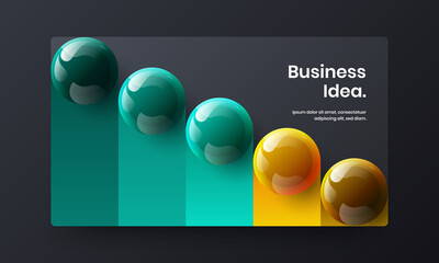 Clean 3D balls leaflet layout. Colorful website screen vector design template.