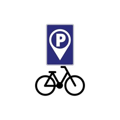 Bicycle parking sign icon isolated on white background