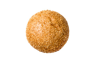 Bread top view cut out. Freshly backed Bread isolated on white background. Fresh organic loaf