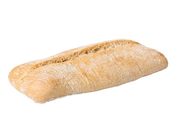 Bread top view cut out. Freshly backed Bread isolated on white background. Fresh organic loaf