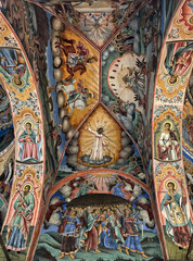 Fresken im orthodoxen Kloster des heiligen Iwan von Rila, UNESCO Welterbe und eine der bekanntesten...