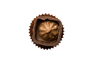 Top view Chocolate candy isolated on white background with clipping path and full depth of field. Flat lay