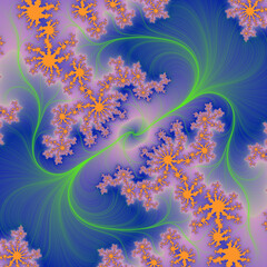 Fototapeta na wymiar Blue pink flowers fractal, background with flowers
