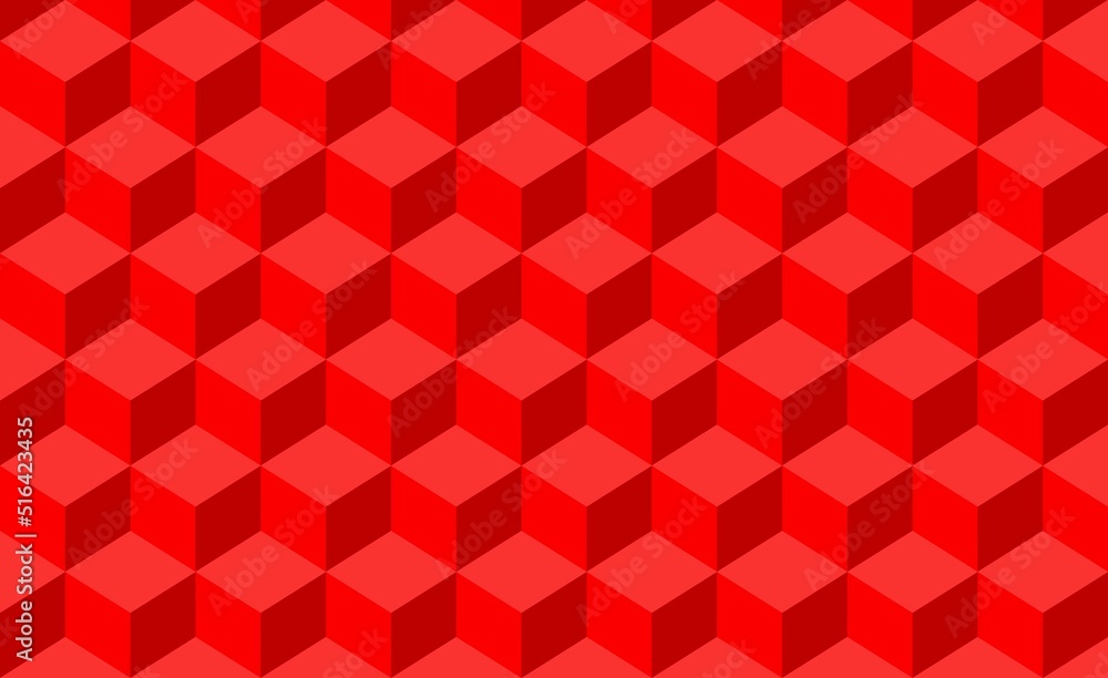 Poster 3d monochrome background with cube red