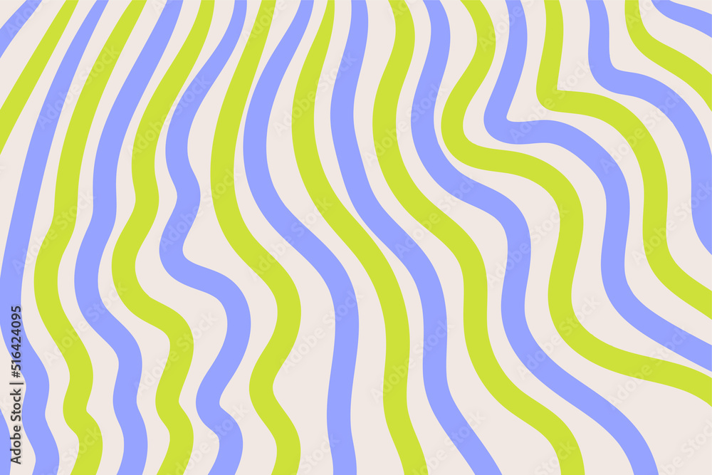 Poster abstract lines wave retro groovy background patterns. violet and green stripes.