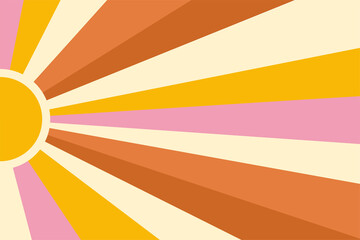 Retro groovy pattern background 70s. Sun sunbeams summer texture.  - 516424096