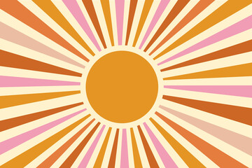 Retro groovy pattern background 70s. Sun sunbeams summer texture.  - 516424099