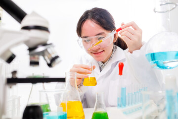 Teenager scientist in medical science laboratory,Science and education.
