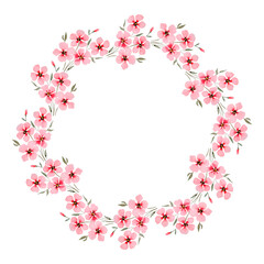 Obraz na płótnie Canvas Round watercolor wreath with red flowers on a white background.