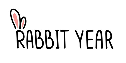 Lettering composition Rabbit year with bunny ears