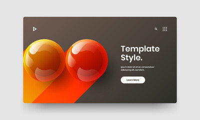 Trendy realistic balls site template. Unique pamphlet vector design concept.