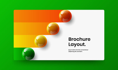 Minimalistic 3D spheres handbill layout. Original company brochure design vector concept.