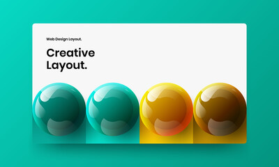 Geometric realistic balls brochure template. Bright journal cover design vector concept.