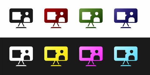 Set E-learning of different foreign languages icon isolated on black and white background. Vector