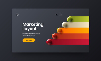 Colorful postcard vector design layout. Original 3D balls web banner template.