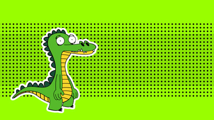 funny crocodile character cartoon sticker background illustration in vector format