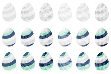 Easter eggs fantasy set. Vector illustration.