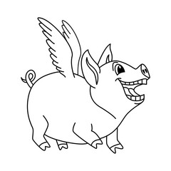 Cute pig cartoon coloring page illustration vector. For kids coloring book.