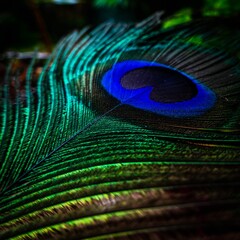 Closeup shot of a peacock feather