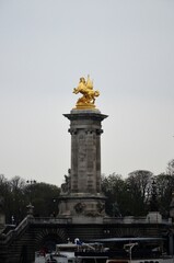 The famous Alexandre III Bridge at sunset in Paris, France