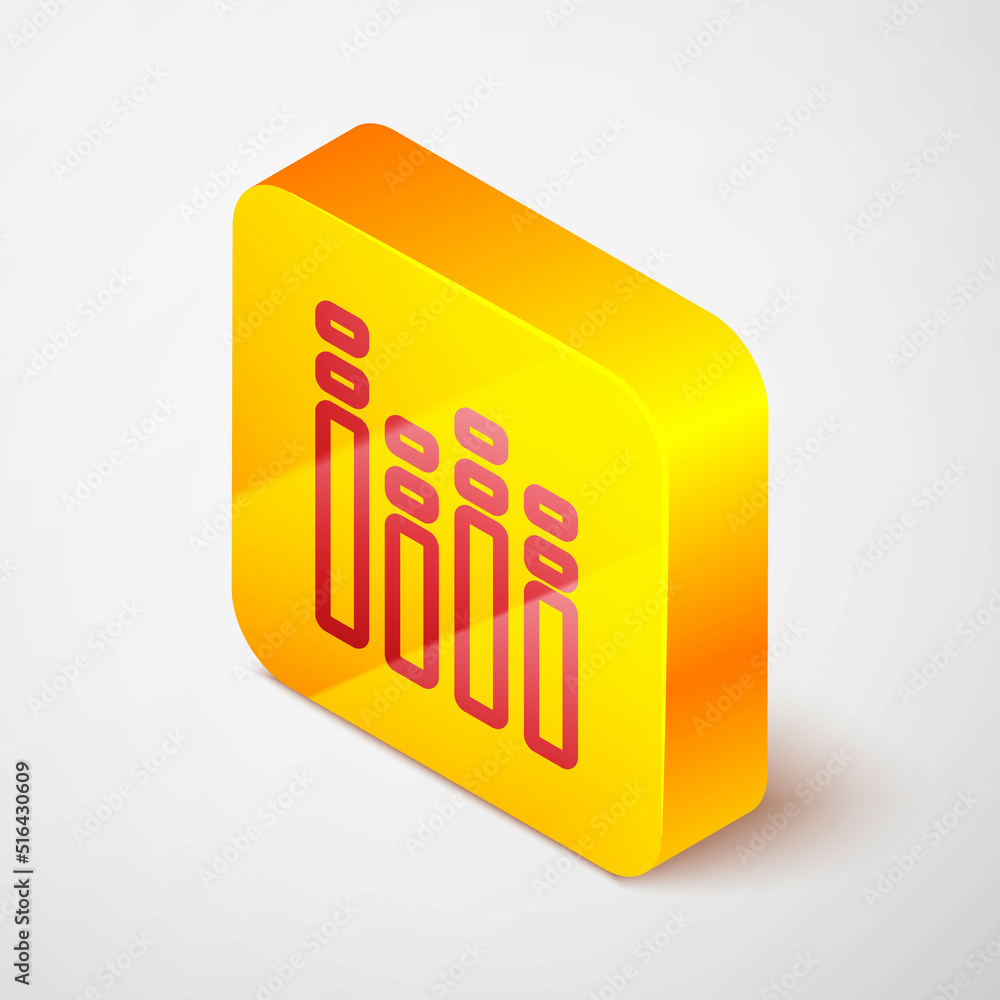Poster isometric line music equalizer icon isolated on grey background. sound wave. audio digital equalizer