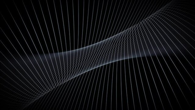 Abstract curvy lines pattern motion on black background.