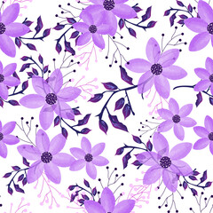 seamless pattern of floral watercolor