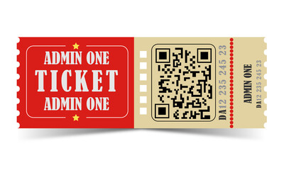 vintage and stylish ticket with red color and white background for poster, concert or party