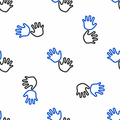 Line Baby hands print icon isolated seamless pattern on white background. Colorful outline concept. Vector